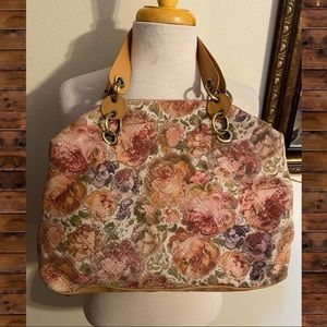 Sharif Floral Tapestry Bag - Pink and Tan